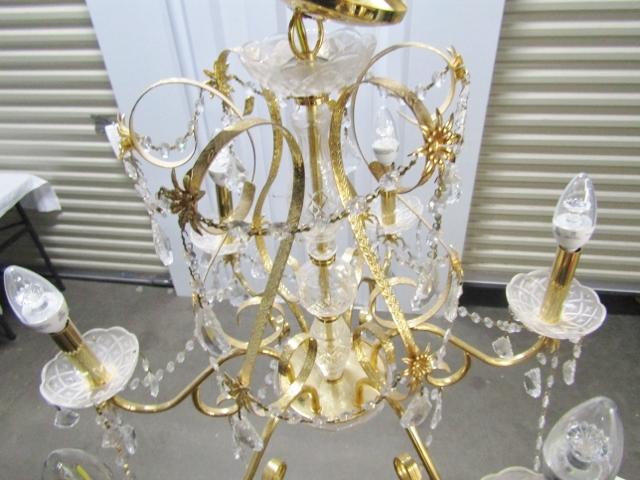 Crystal And Gold Metal Tiered Chandelier LOCAL PICKUP ONLY