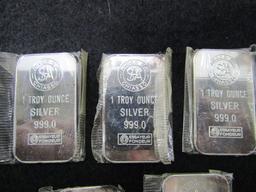 5 Swiss Argor Sa Essayeur-fondeur 999 Fine Troy Ounce Silver Bars