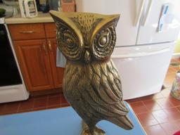 Large Solid Hollow Brass Owl
