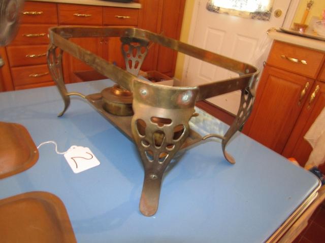 Vtg Copper And Brass Double Compartment Chafing Dish