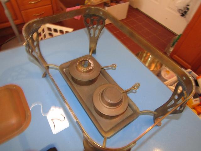 Vtg Copper And Brass Double Compartment Chafing Dish