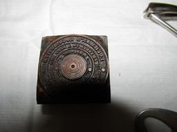 Antique Wood Block Stamp, Frank Bros. Advertising Show Horn And