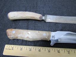 3 Vtg Larger Wood Handled, Fixed Blade Knives