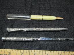 3 Vtg Letter Openers And 2 Vtg Pens