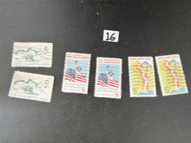 6 U. S. 5 Cents Postage Stamps: 2 " Plant A More Beautiful America ",