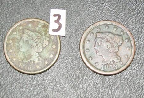 1840 And A 1853 U S A Large Cents