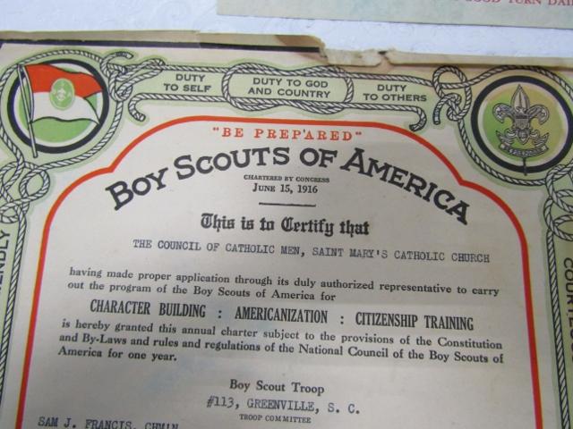 Boy Scouts Of America Scoutmaster's Certifications From 1916-1941