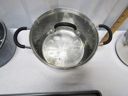 3 Stainless Steel Pots W/ Lids And 3 Baking Pans