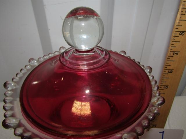 Beautiful Mid Century Flash Glass Candy Dish