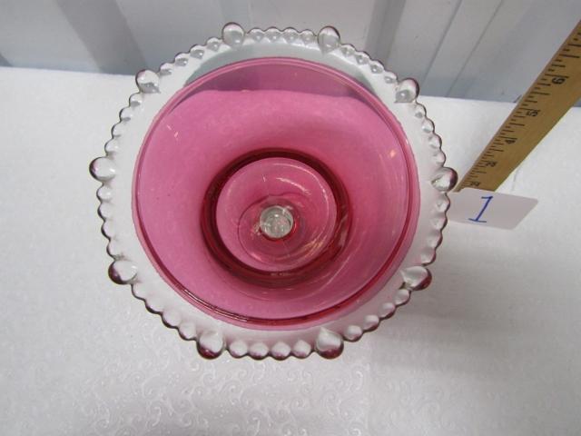 Beautiful Mid Century Flash Glass Candy Dish