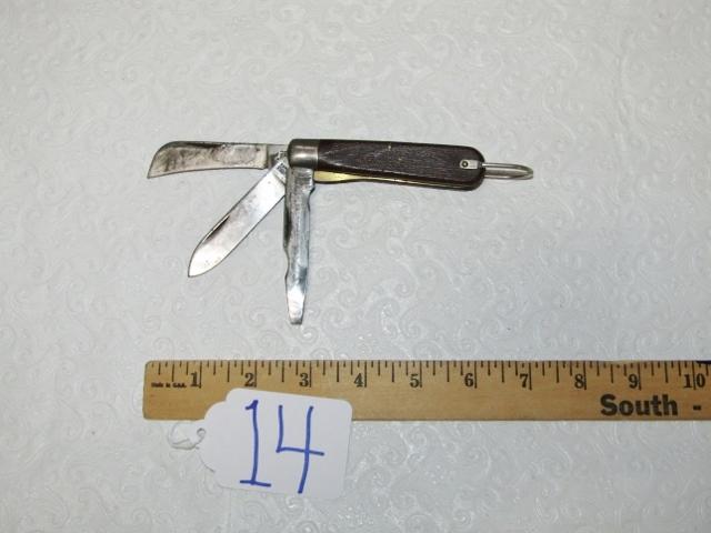 Vtg Klein Tools S-3 Electricians Hawkbill 3 Blade Pocket Knife