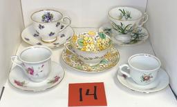 Five Tea Cups And Matching Saucers