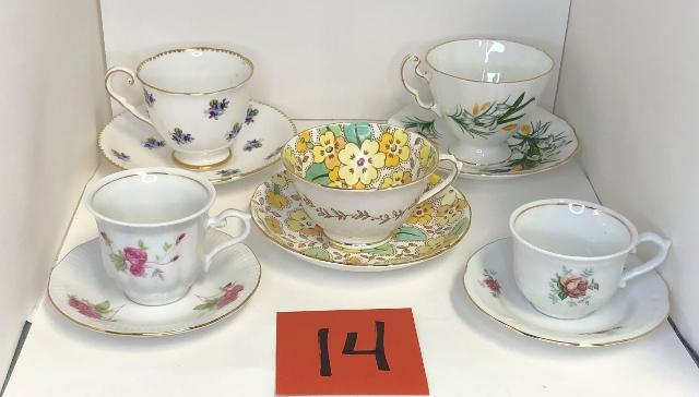 Five Tea Cups And Matching Saucers