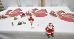 Coca Cola Themed Christmas Lot: Shelf Sitter, Ornaments And Place Mats