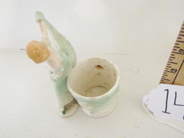 Antique Small Porcelain Planter W/ Victorian Southern Belle