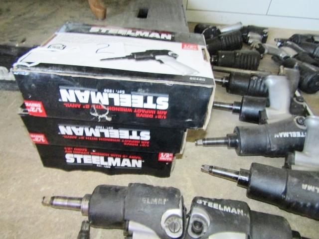 Large Lot Of Steelman Pneumatic Torque And Impact Wrenches