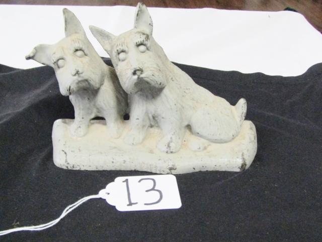 Vtg Cast Iron Scottish Terriers Door Stop