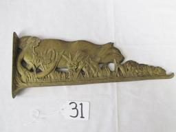 Vtg Solid Brass Cat And Mouse Flange Plant Hanger