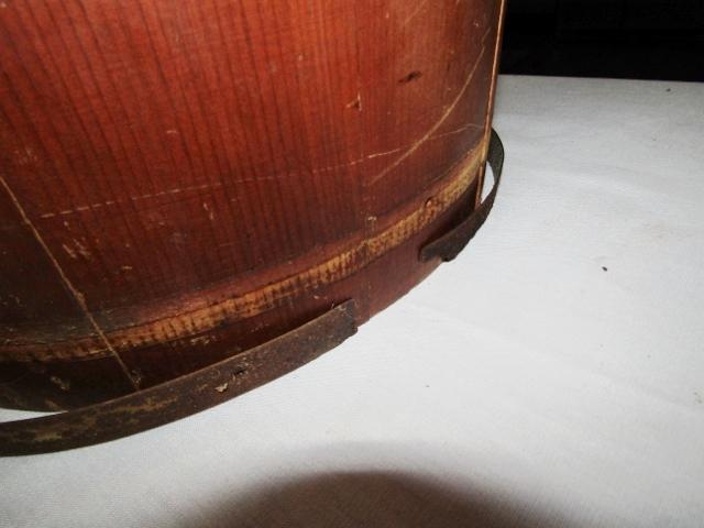 Vtg Wooden Firkin Bucket W/ Center Divider