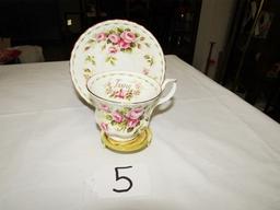 Royal Albert Bone China Flower Of The Month Cup, Saucer And Stand