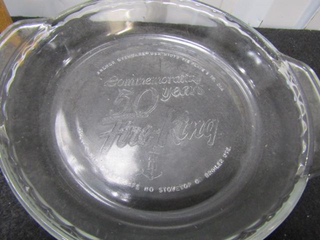 Vtg 1992 Fire King 50th Anniversry Pie Plate And 2 Pot Grabbers