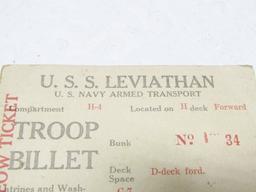 Antique World War I U. S. S. Leviathan U. S. Navy Armed Transport Troop Billet