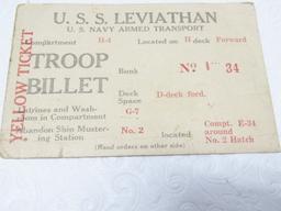 Antique World War I U. S. S. Leviathan U. S. Navy Armed Transport Troop Billet