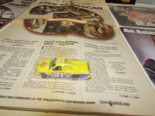 Nascar Magazines, Ephmera, License Tag, Die Cast Truck And Newspaper