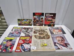 Nascar Magazines, Ephmera, License Tag, Die Cast Truck And Newspaper