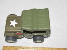 Vtg Tonka Pressed Steel Army Jeep W/ Hitch