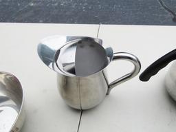 Very Nice Stainless Steel Lot: Large Ladle, Tea Pitcher, Coffee Pot, Revere