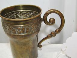 Antique Swedish Brass Birth Day Cup Reading: Bjorn 4-1-20
