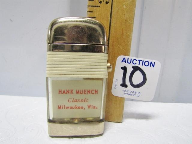 Vtg Scripto Vu - Lighter W/ Advertising For The Hank Muench Classic