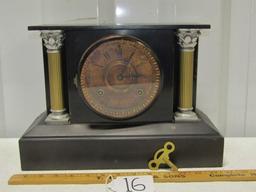 Antique 1880s-90s Ansonia Cast Metal Mantle Clock