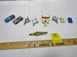 Lot Of Vtg Cast Metal Cars And Airplanes And A Alligator Clicker Toy