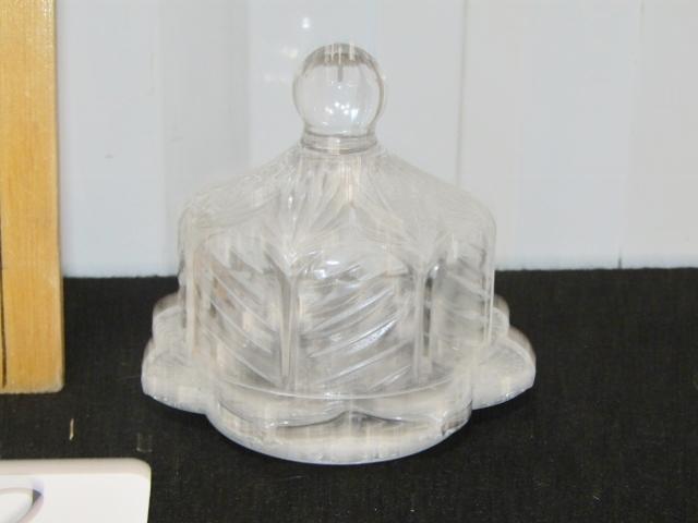2 Matching Small Cut Crystal Glass Domed Butter Dishes