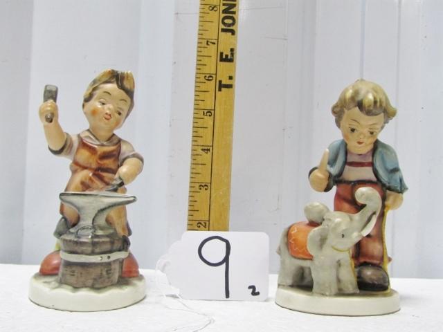 2 Vtg Hand Painted Porcelain Figurines By Friedel, Bavaria