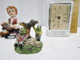 2 Crystal Quartz Clocks And Figurines