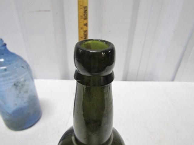 Vtg 33 Bleach Disinfectant Cleaner Blue Glass Bottle And Vtg Cork Top