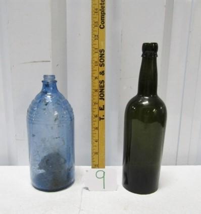 Vtg 33 Bleach Disinfectant Cleaner Blue Glass Bottle And Vtg Cork Top