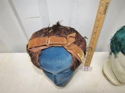 2 Vtg Ladies Feather Half Hats - (Head Stands Not Included)