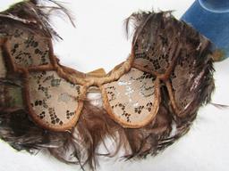 2 Vtg Ladies Feather Half Hats - (Head Stands Not Included)