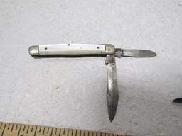 2 Pearl Handled Double Blade Pocket Knives, Sabre And Kutmaster