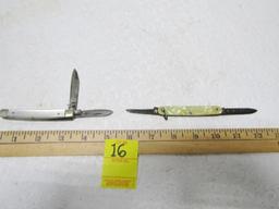 2 Pearl Handled Double Blade Pocket Knives, Sabre And Kutmaster