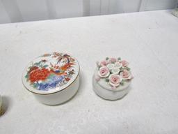 Nice Vtg Porcelain Lot: Trinket Boxes And Small Figurines
