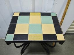 Vtg Wrought Iron Tile Top Accent Table (LOCAL PICK UP ONLY)
