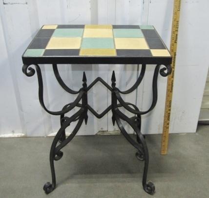 Vtg Wrought Iron Tile Top Accent Table (LOCAL PICK UP ONLY)