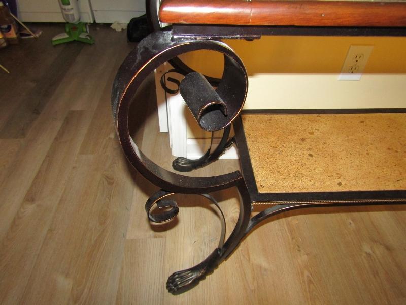 Beautiful Wrought Iron And Wood W/ Beveled Glass Top Entry Table (Local Pick Up Only)