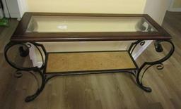 Beautiful Wrought Iron And Wood W/ Beveled Glass Top Entry Table (Local Pick Up Only)