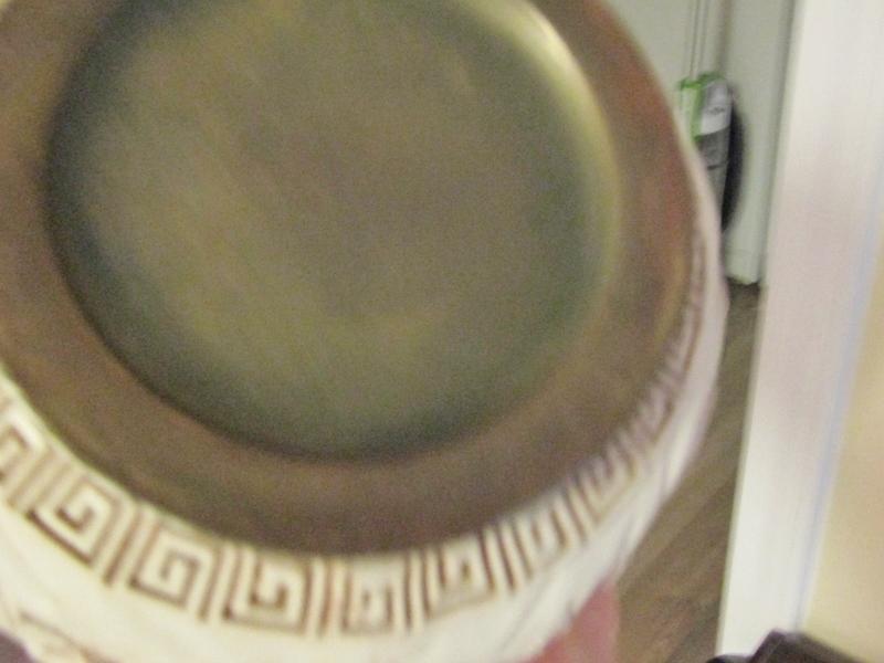 Vtg 1980s Arnart Imports " Ivory Dynasty " Carved Resin Over Brass Vase